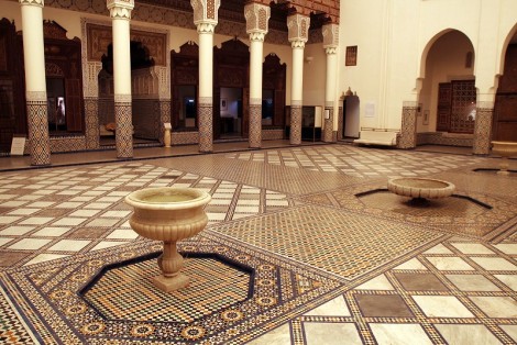 Rich decorated interior of Marrakech museum Morocco
