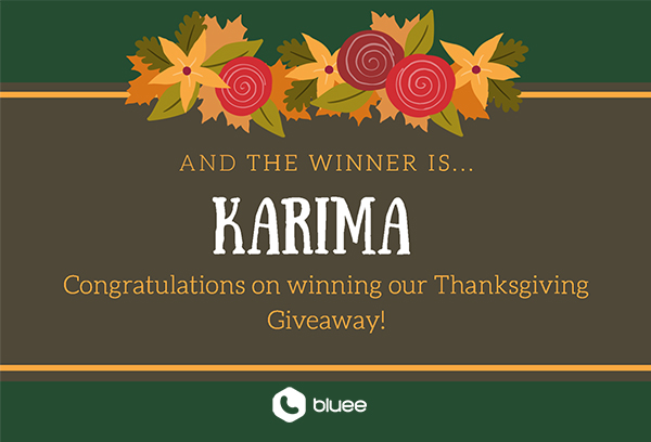 The Winner of our Thanksgiving Giveaway is revealed!
